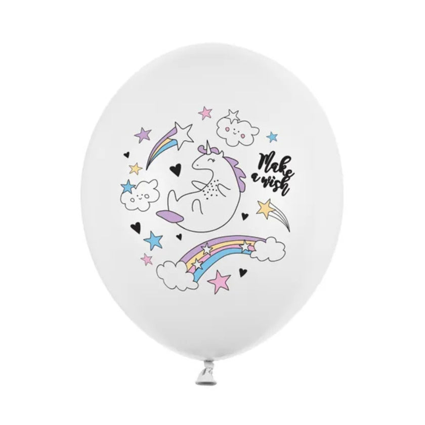 PartyDeco Helium Party Balloons 30cm A Set Of 6pcs - Unicorn