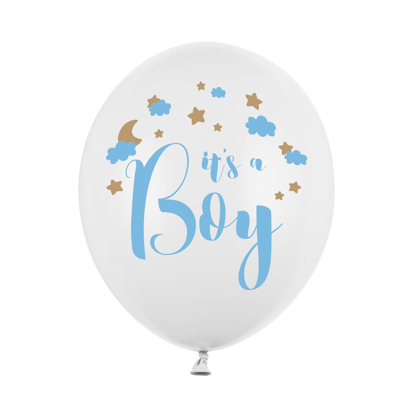 Helium Party Balloons A Set Of 6pcs 30cm - It's A Boy Blue/White