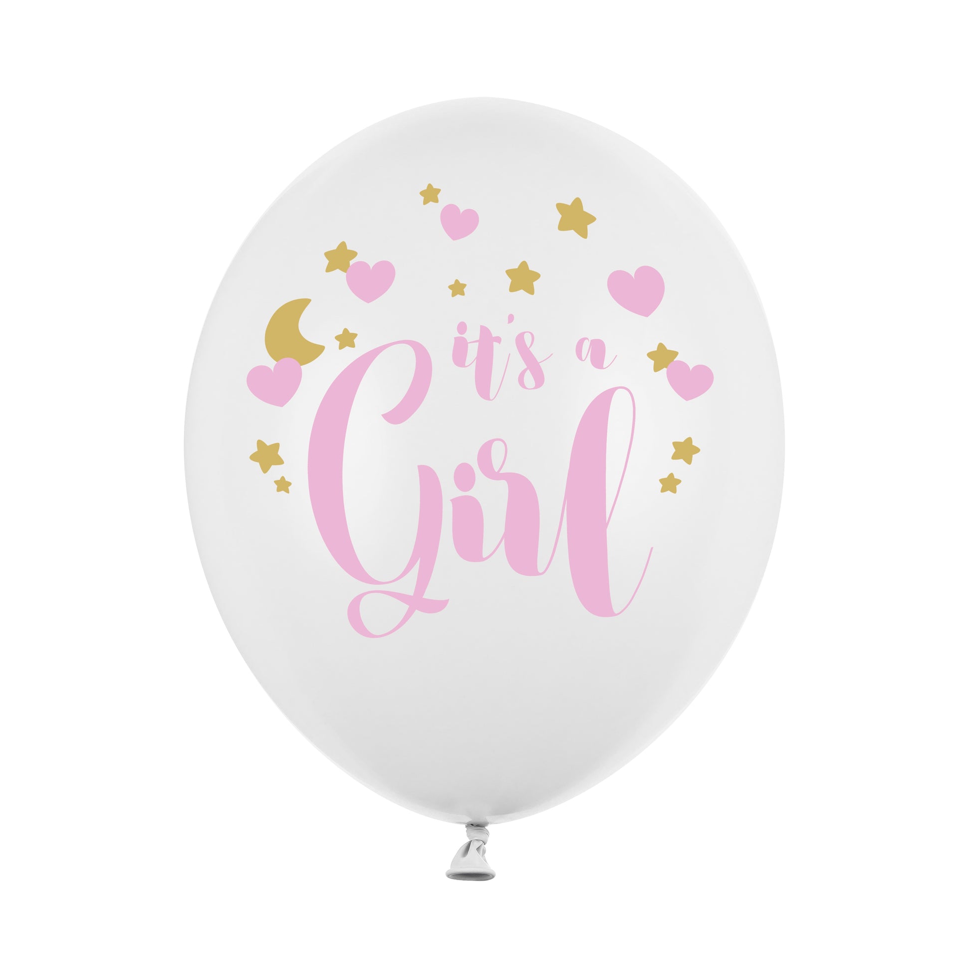 Helium Party Balloons A Set Of 6pcs 30cm - It's A Girl Pink/White