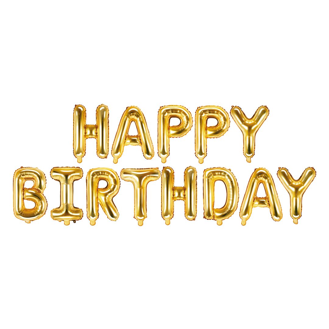 Air-Fill Foil Balloon Banner 340 x 35cm - Gold Happy Birthday