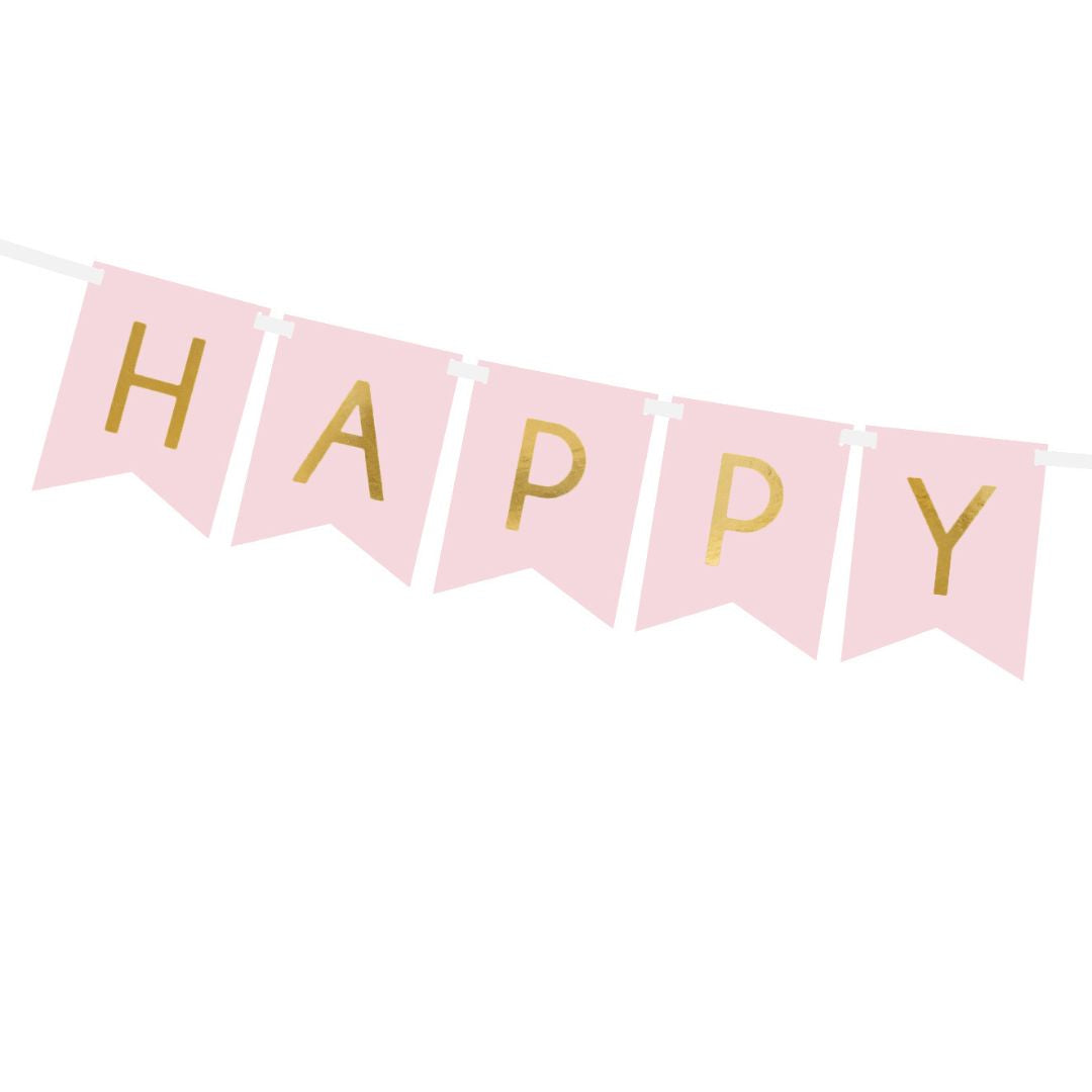 Happy Birthday Banner 175 x 15cm - Pink