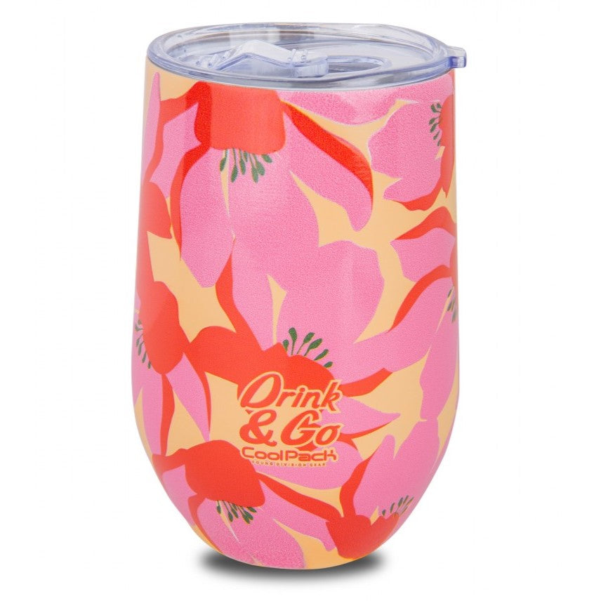 CoolPack Drink & Go Insulated Stainless Steel Mug 500ml - Flores Rosa