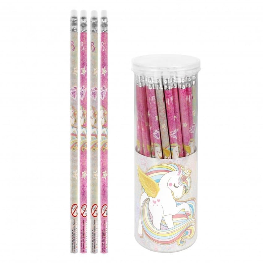 Graphite Pencil & Eraser Unicorn x 1pc Assortment