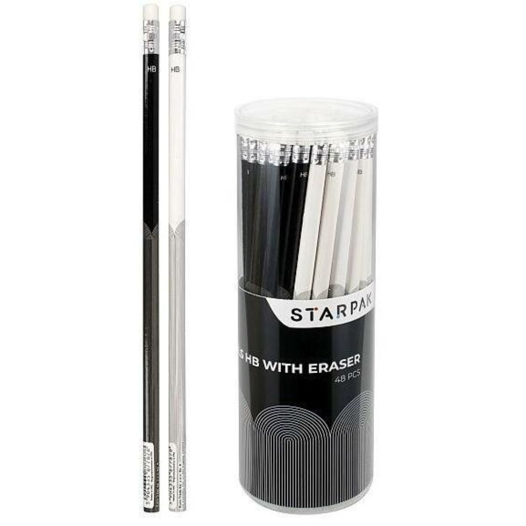 Graphite Pencil & Eraser Black/White x 1pc Assortment