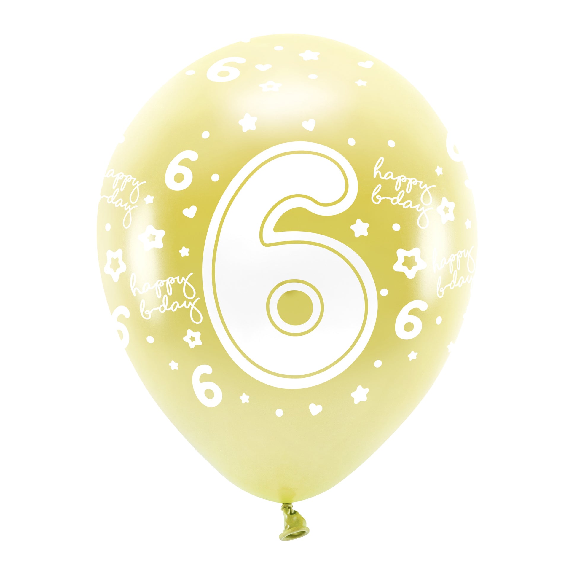 Helium Eco Latex Number Balloon A Set Of 6pcs 33cm - Metalic Light Gold 6