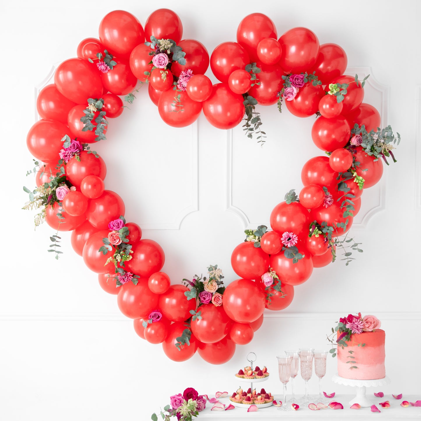 Air-Fill Heart Balloon Garland A Set Of 68pcs 1.5m - Red