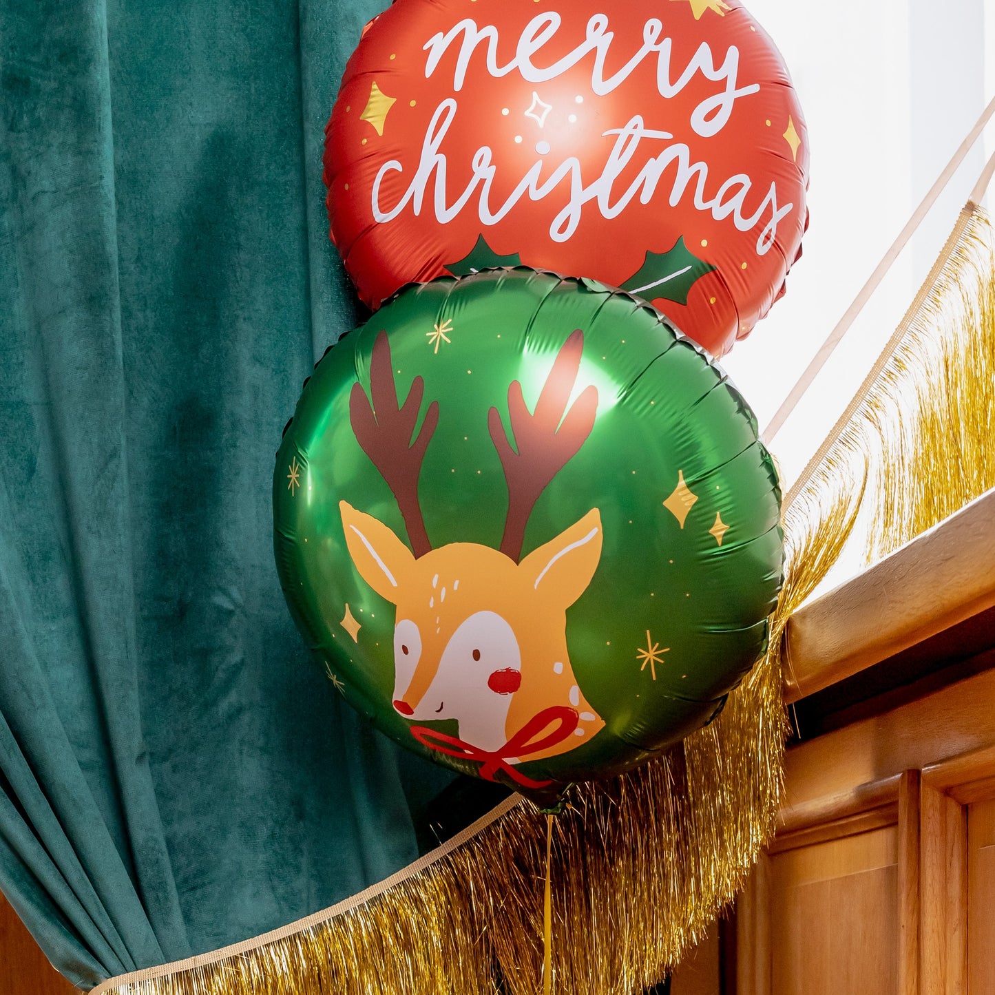 Party Deco Helium Foil Balloon 35cm - Merry Christmas White/Red