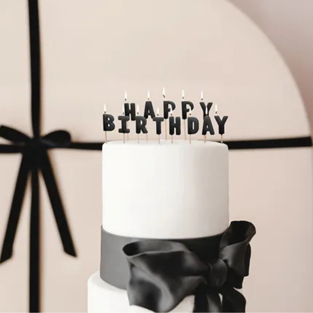 PartyDeco Candles 7cm A Pack Of 13pcs - Happy Birthday Black