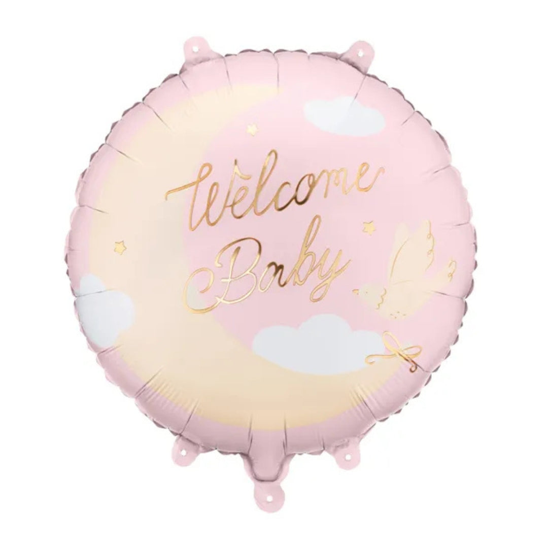 PartyDeco Helium Foil Balloon 35cm - Welcome Baby Pink