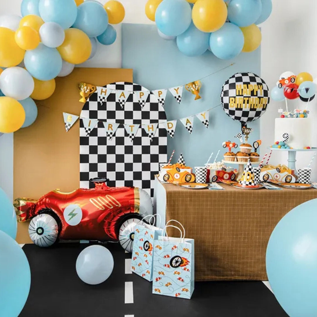PartyDeco Banner 2.5m - Happy Birthday Car Racing Party