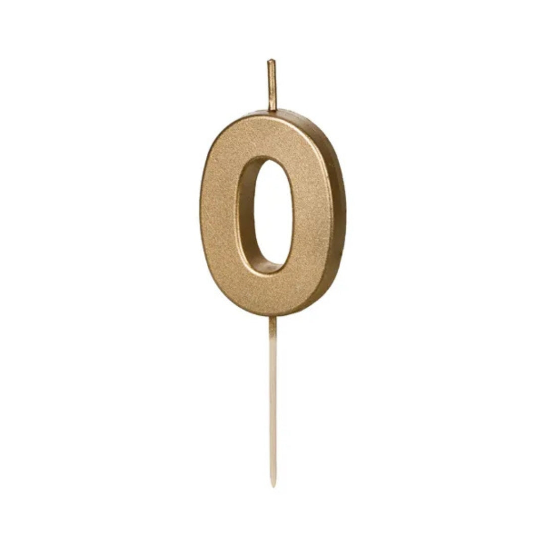 PartyDeco Number Candle 4.5cm - Gold - 0