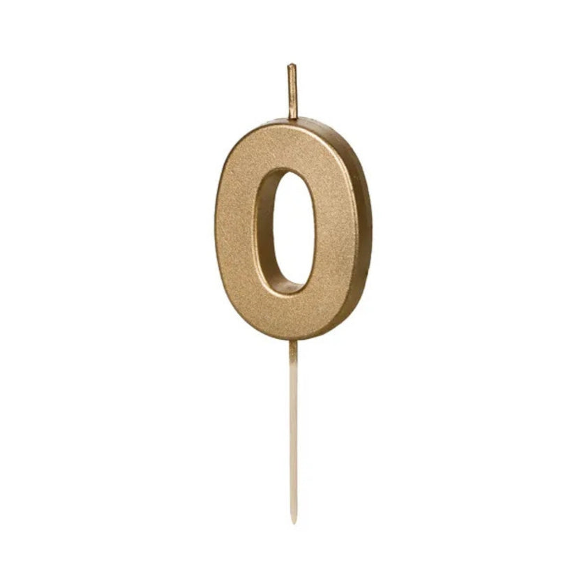 PartyDeco Number Candle 4.5cm - Gold - 0