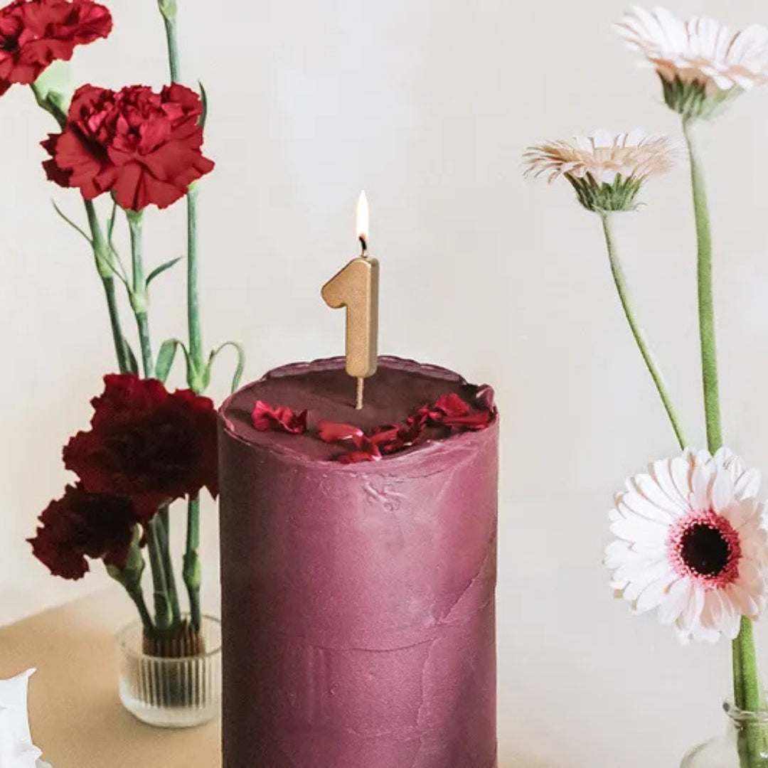 PartyDeco Number Candle 4.5cm - Gold - 1