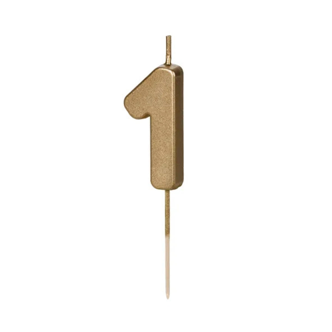 PartyDeco Number Candle 4.5cm - Gold - 1