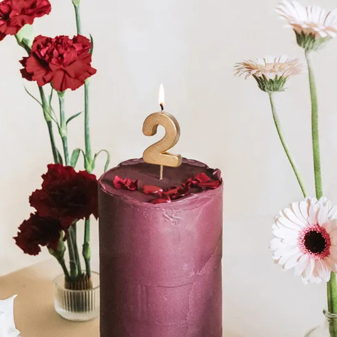 PartyDeco Number Candle 4.5cm - Gold - 2