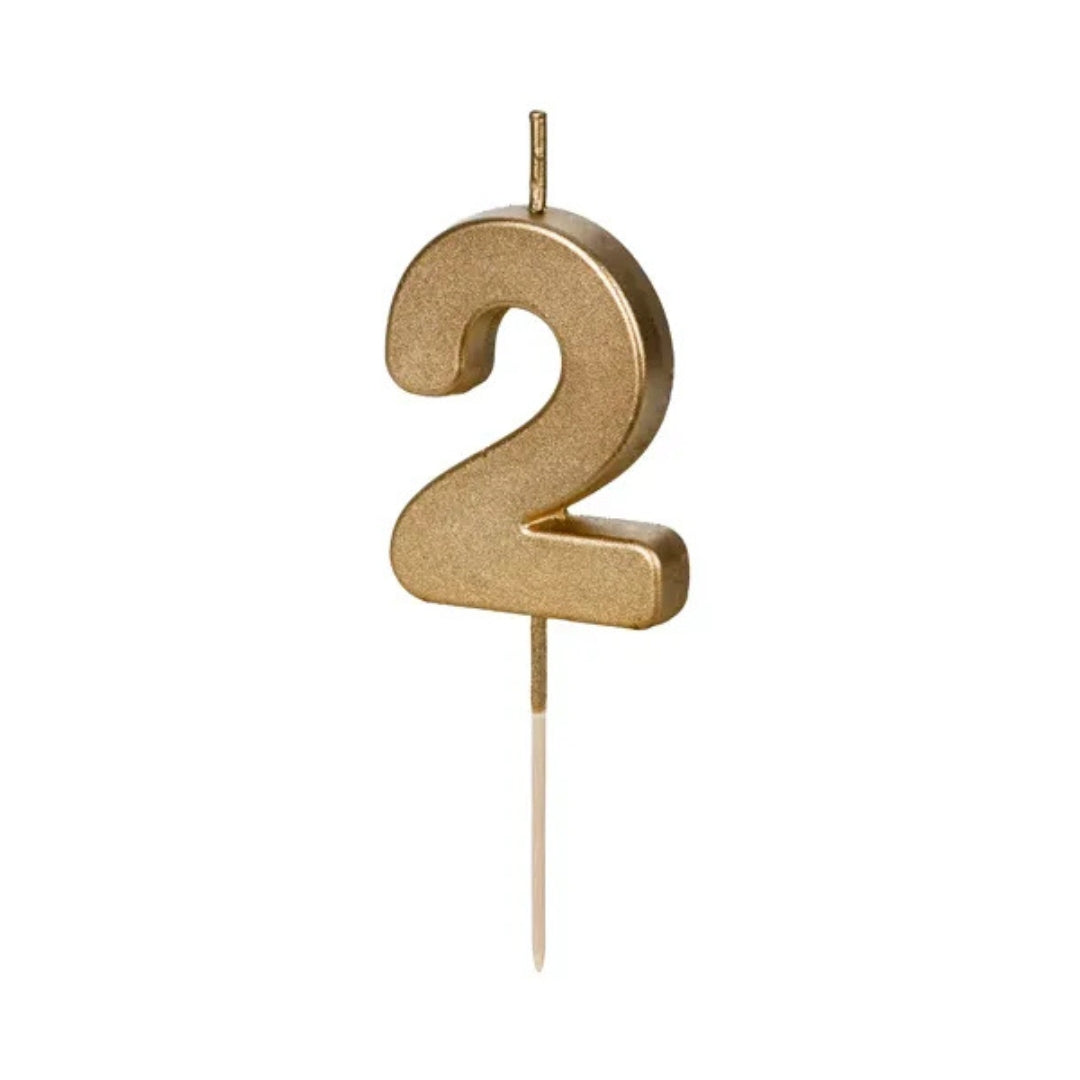 PartyDeco Number Candle 4.5cm - Gold - 2