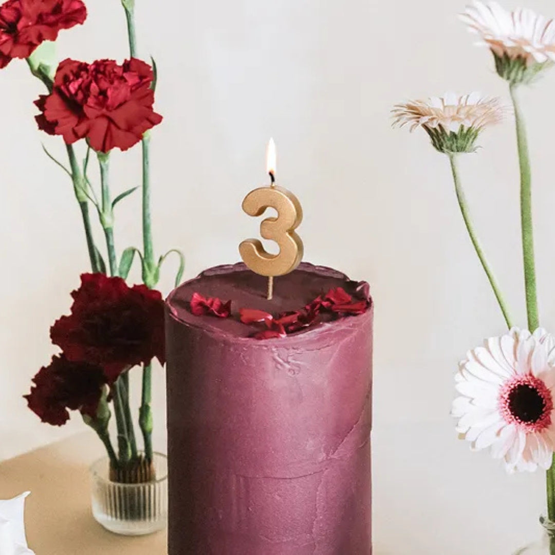 PartyDeco Number Candle 4.5cm - Gold - 3