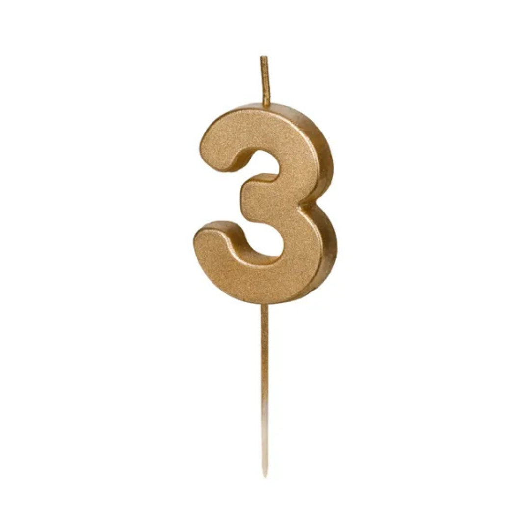 PartyDeco Number Candle 4.5cm - Gold - 3
