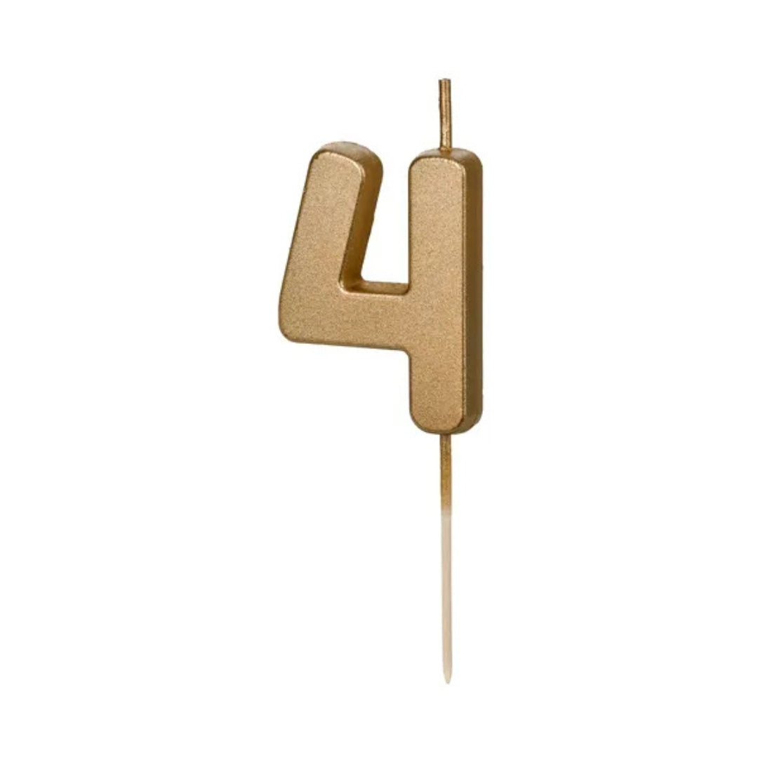 PartyDeco Number Candle 4.5cm - Gold - 4