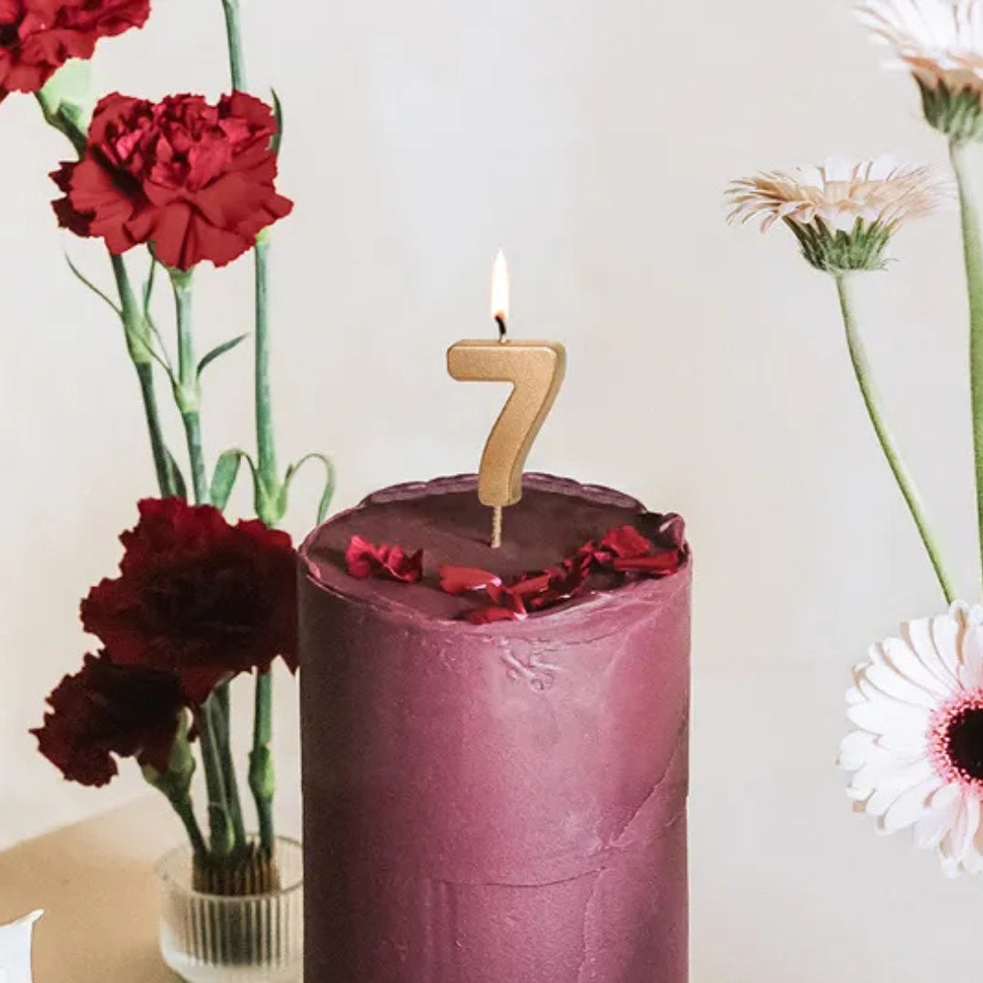 PartyDeco Number Candle 4.5cm - Gold - 7
