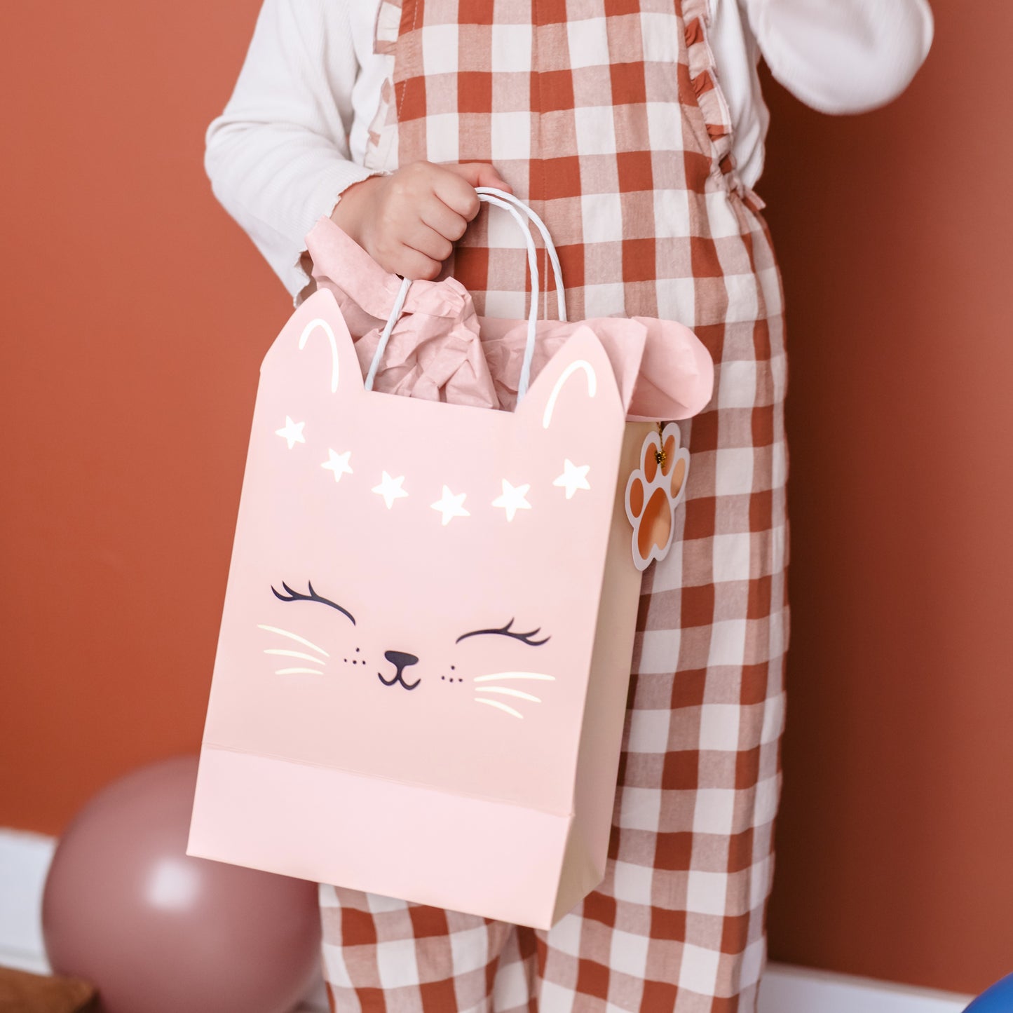 Gift Bag Pink Cat Small 27.5 x 18cm