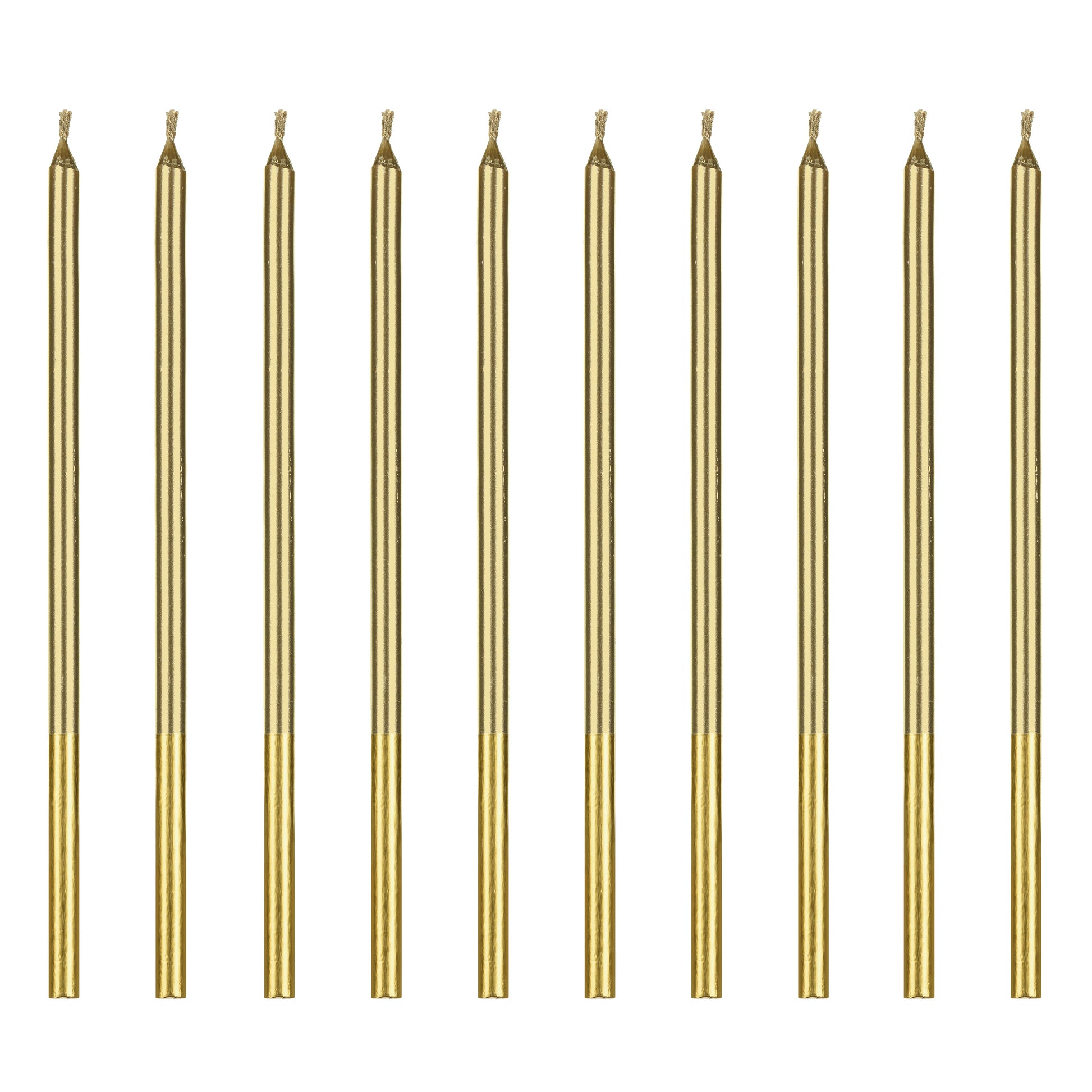 Party Deco Candles 14cm A Pack Of 12pcs - Gold