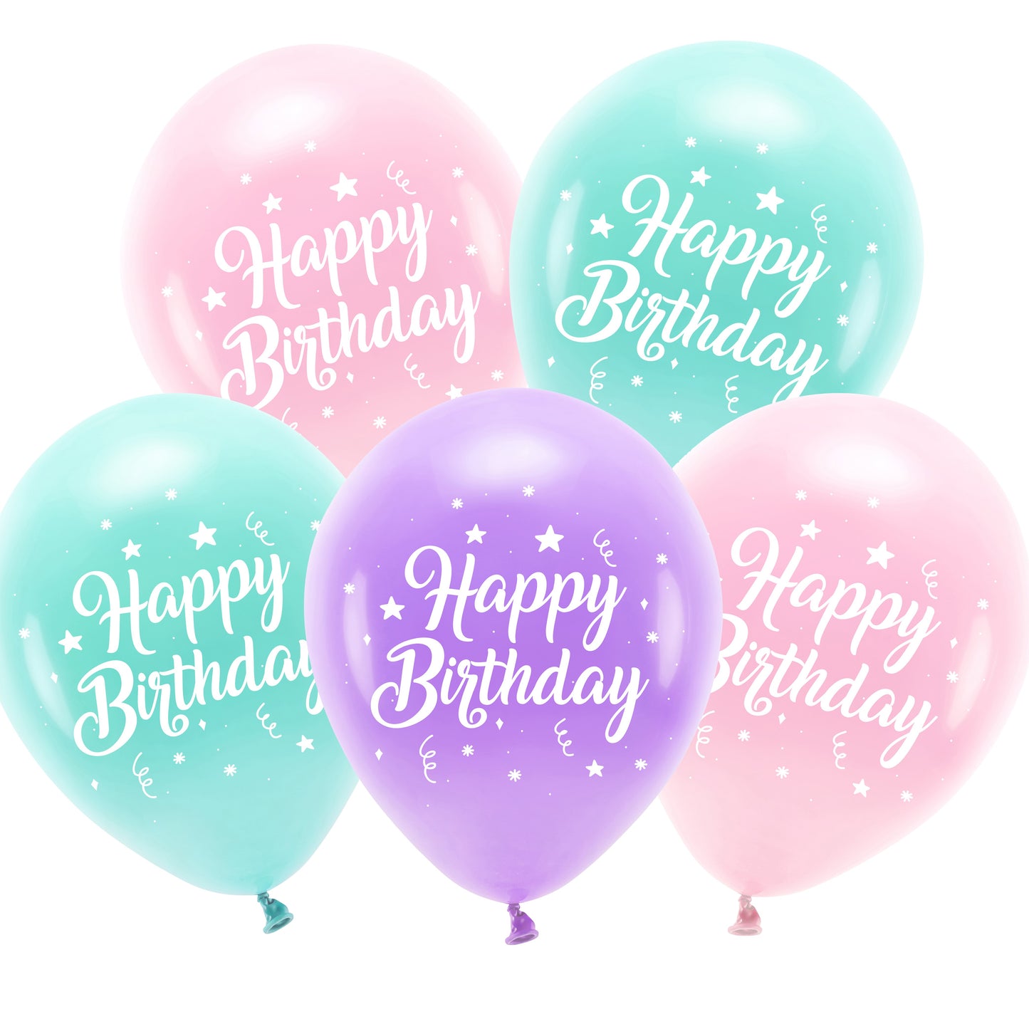 Party Deco Helium Eco Balloons 26cm A Pack Of 5pcs - Happy Birthday Pink