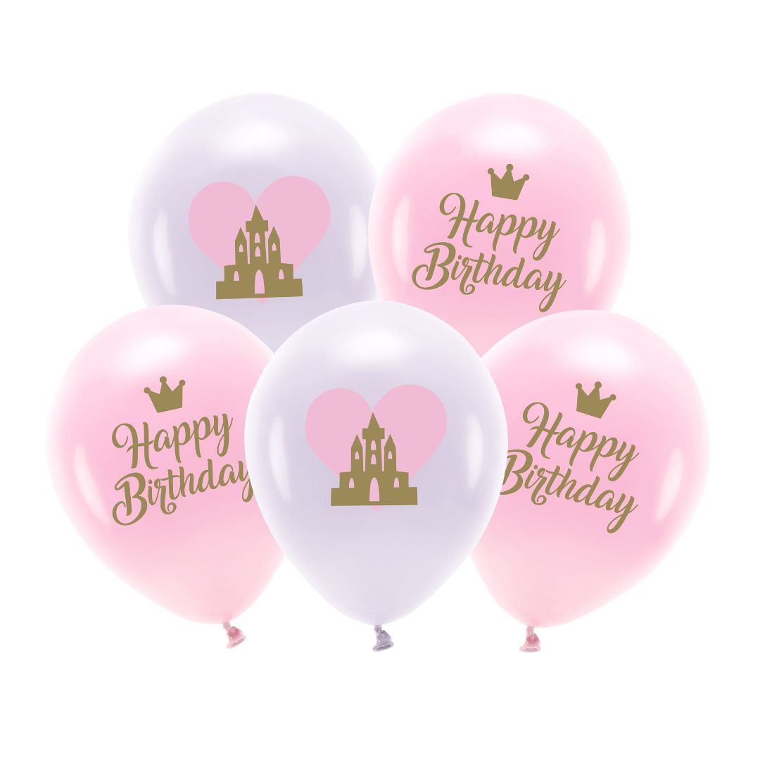 Helium Eco Latex Balloon A Set Of 5pcs 33cm - Happy Birthday