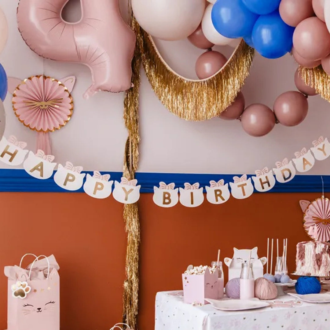 PartyDeco Banner 1.8m - Happy Birthday Kitty Party