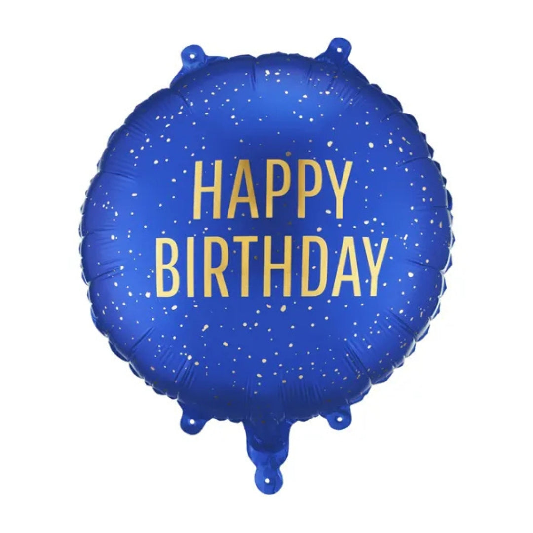 PartyDeco Helium Foil Balloon 35cm - Happy Birthday Blue