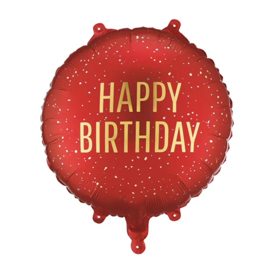 PartyDeco Helium Foil Balloon 35cm - Happy Birthday Red
