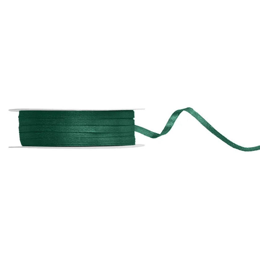 PartyDeco Satin Ribbon Roll 3mm x 50m - Bottle Green