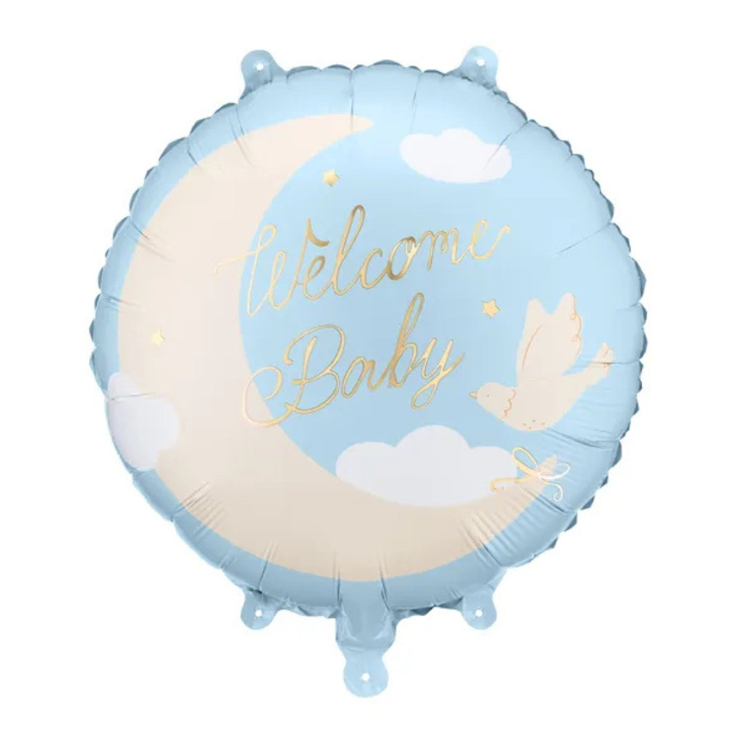 PartyDeco Helium Foil Balloon 35cm - Welcome Baby Blue