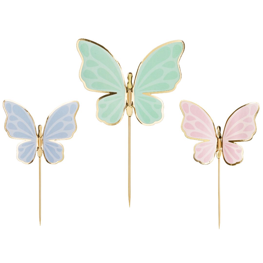 Cake Toppers A Pack Of 9pcs 9 x 6.5cm - Butterflies