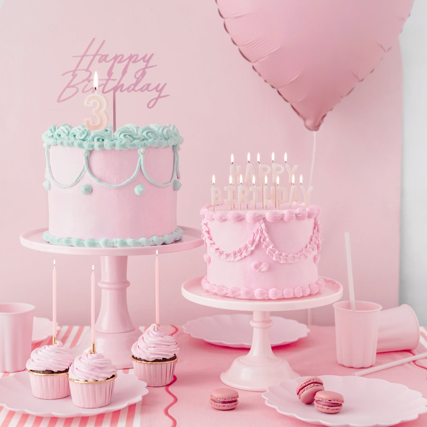 Party Deco Candles 14cm A Pack Of 12pcs - Pink