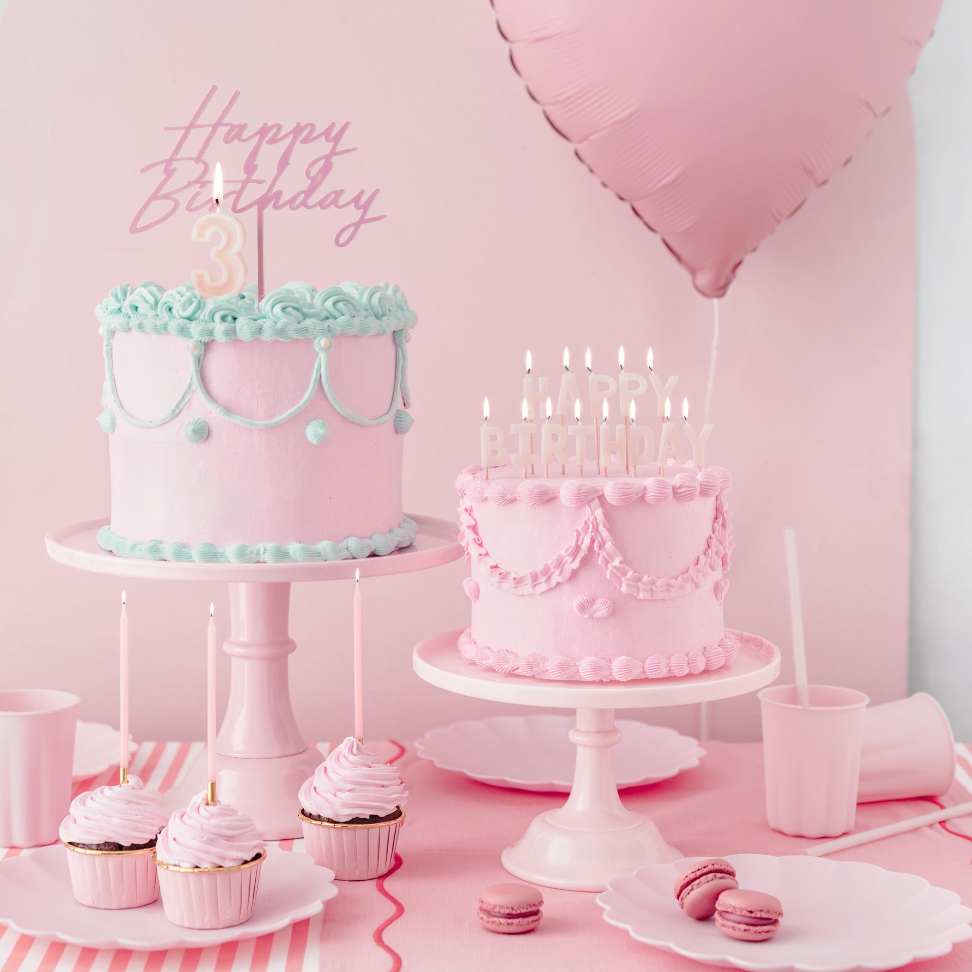 Party Deco Candles 14cm A Pack Of 12pcs - Pink