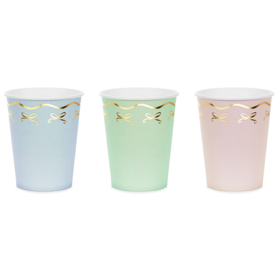 Party Paper Cups A Pack Of 6pcs - Gold Bows