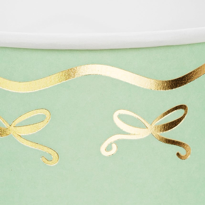 Party Paper Cups A Pack Of 6pcs - Gold Bows