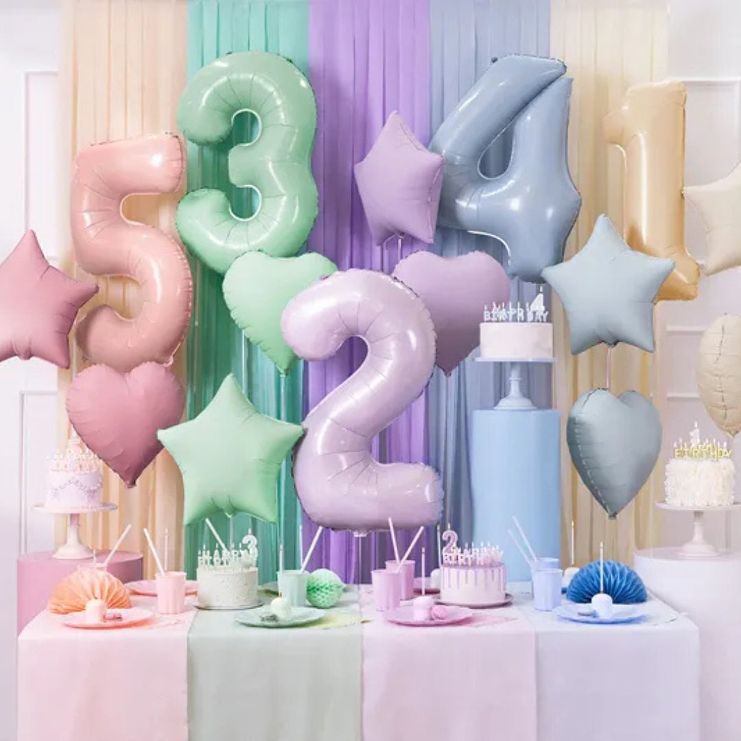 PartyDeco Helium Foil Balloon 35cm - Heart Matt Misty Blue