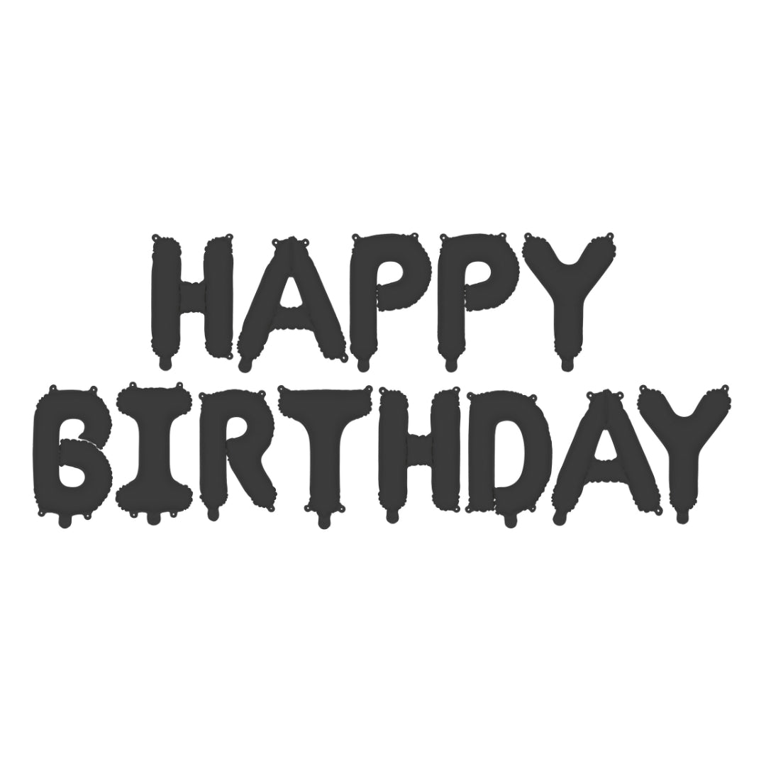 Party Deco Air-Fill Foil Balloons 423 x 45cm - Happy Birthday Black