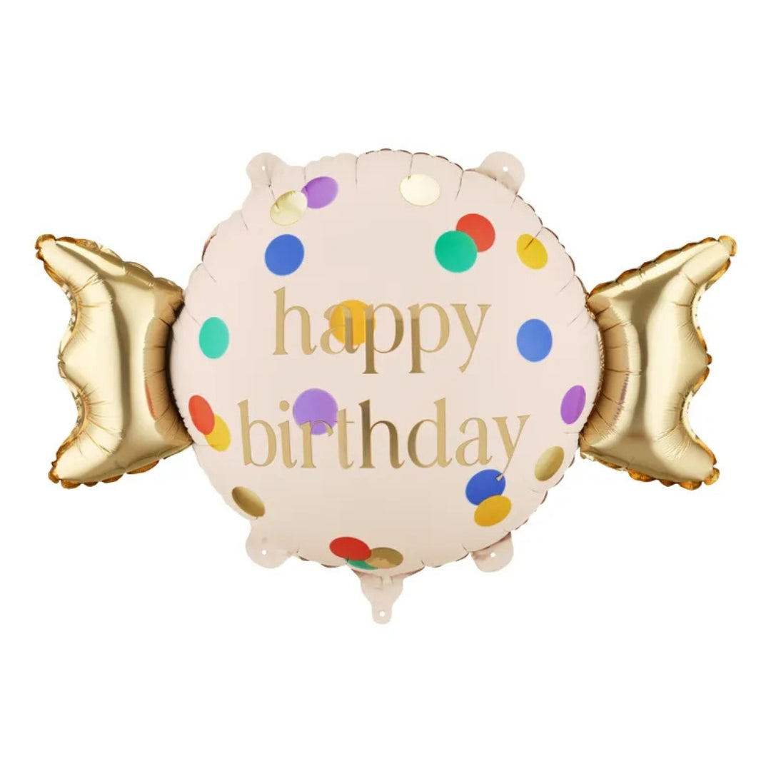 PartyDeco Helium Foil Balloon 61 x 37cm - Happy Birthday Candy