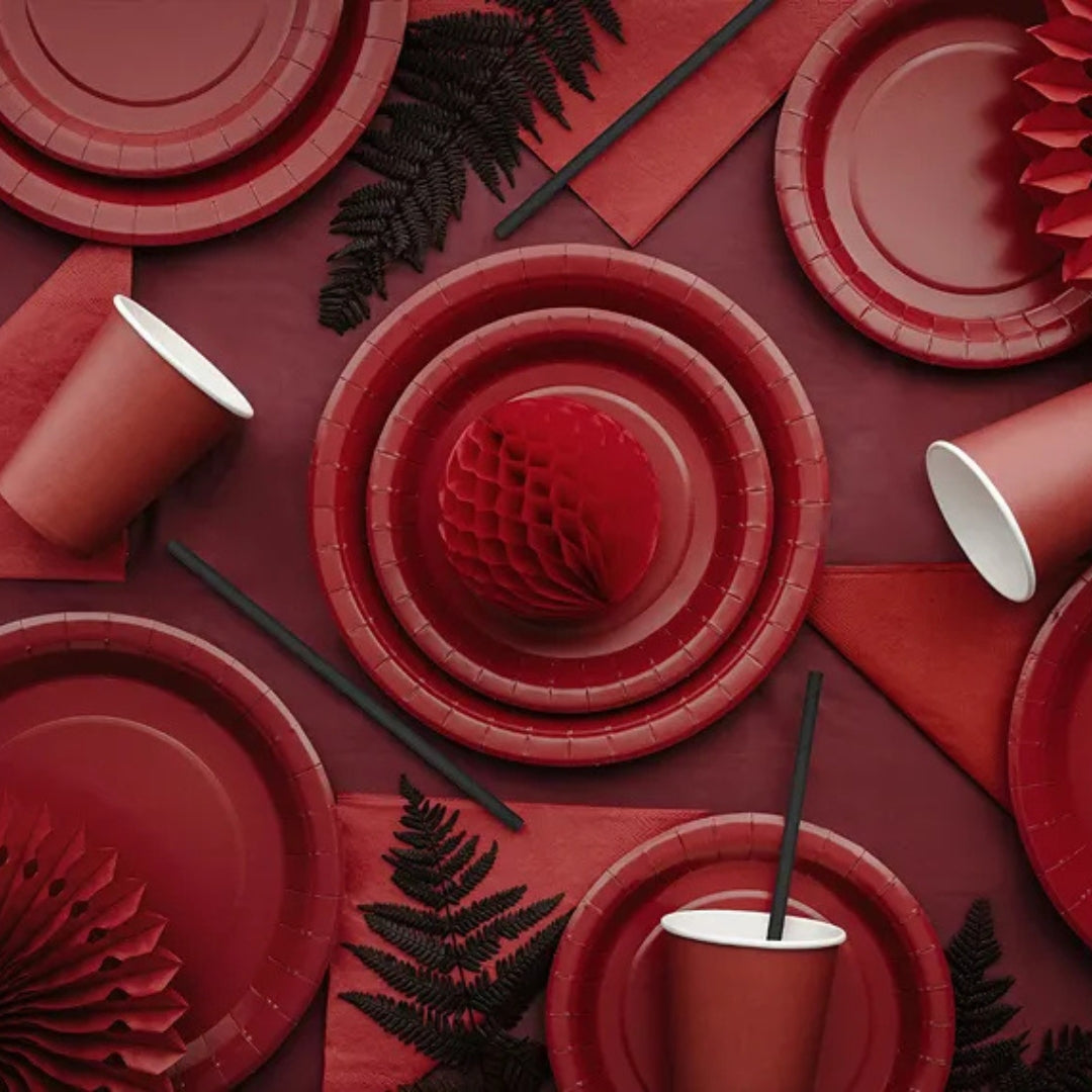 PartyDeco Paper Cups 250ml A Pack Of 6pcs - Dark Red