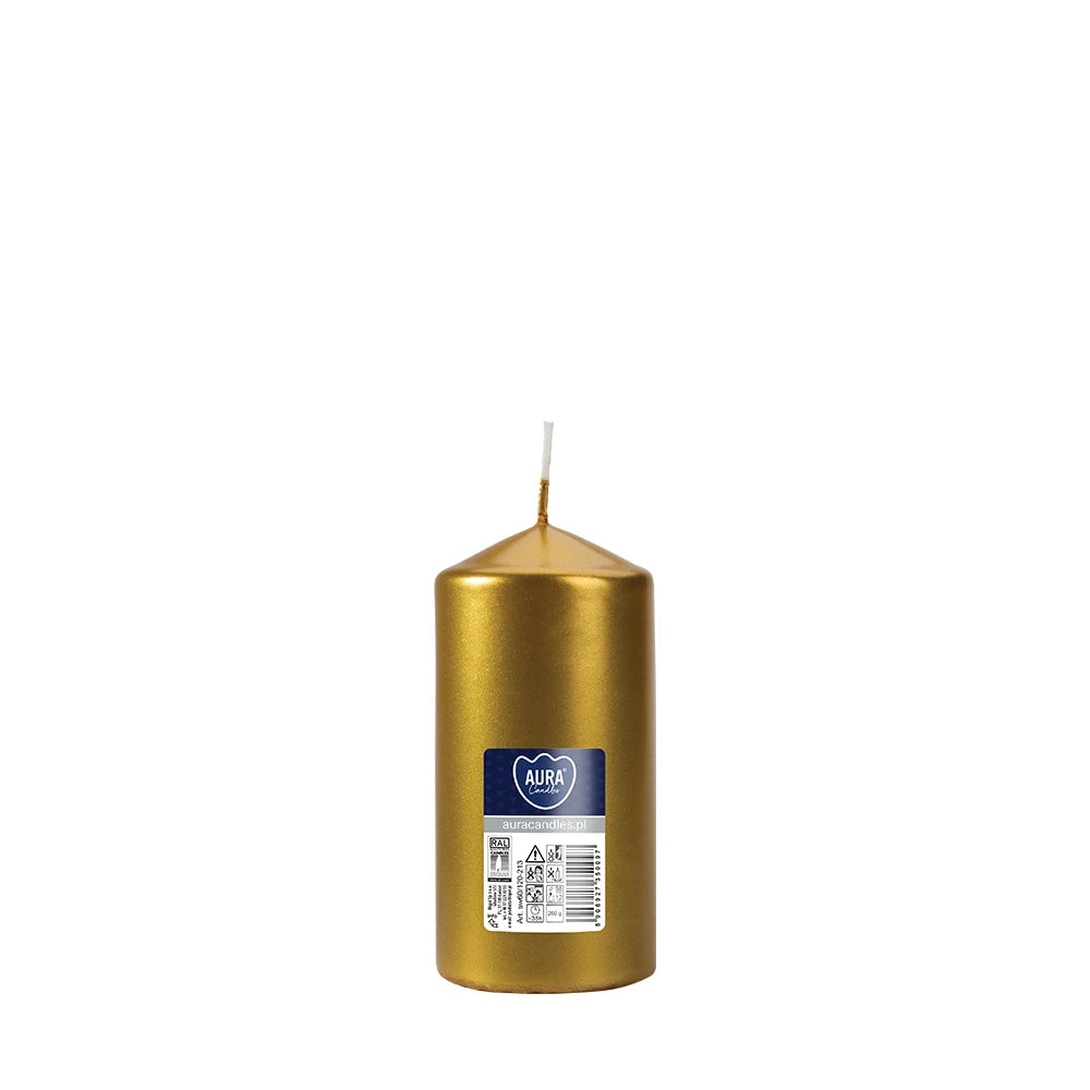 Aura Cylinder Candle 12cm - Metallic Gold