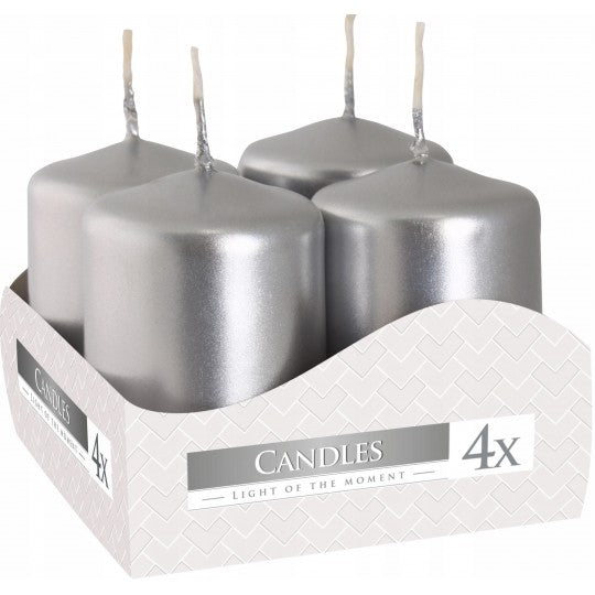 Bispol Votive Candles Set Of 4 Metallic Silver