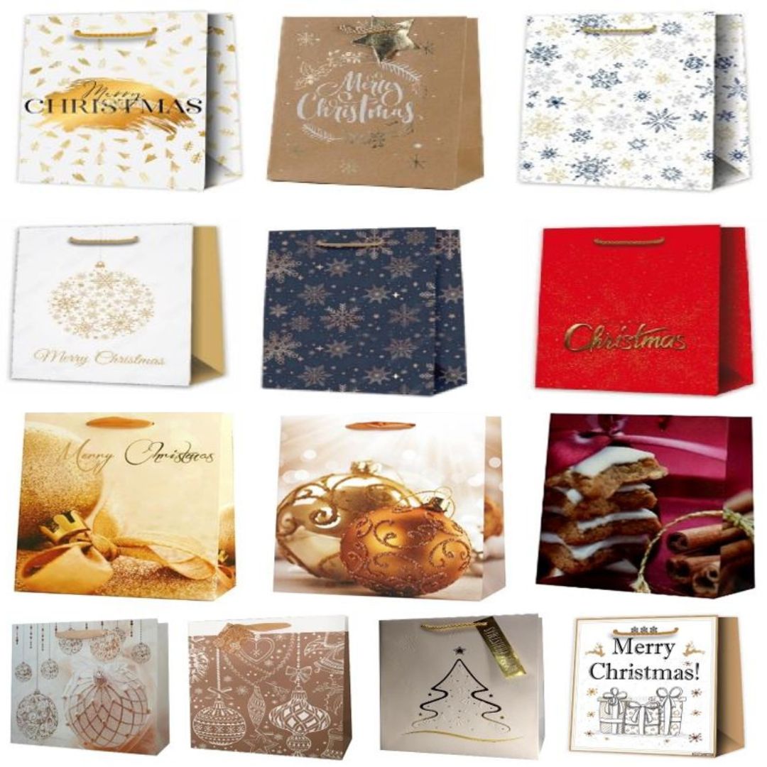 Christmas Gift Bag Medium 26 x 32.5 x 13.5cm x 1pc Assortment GLX