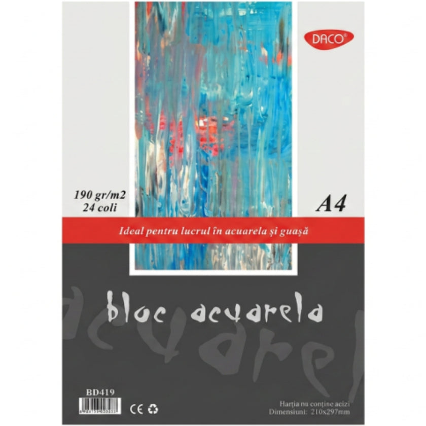 A4 Daco Watercolour Pad 190gsm 24 Sheets