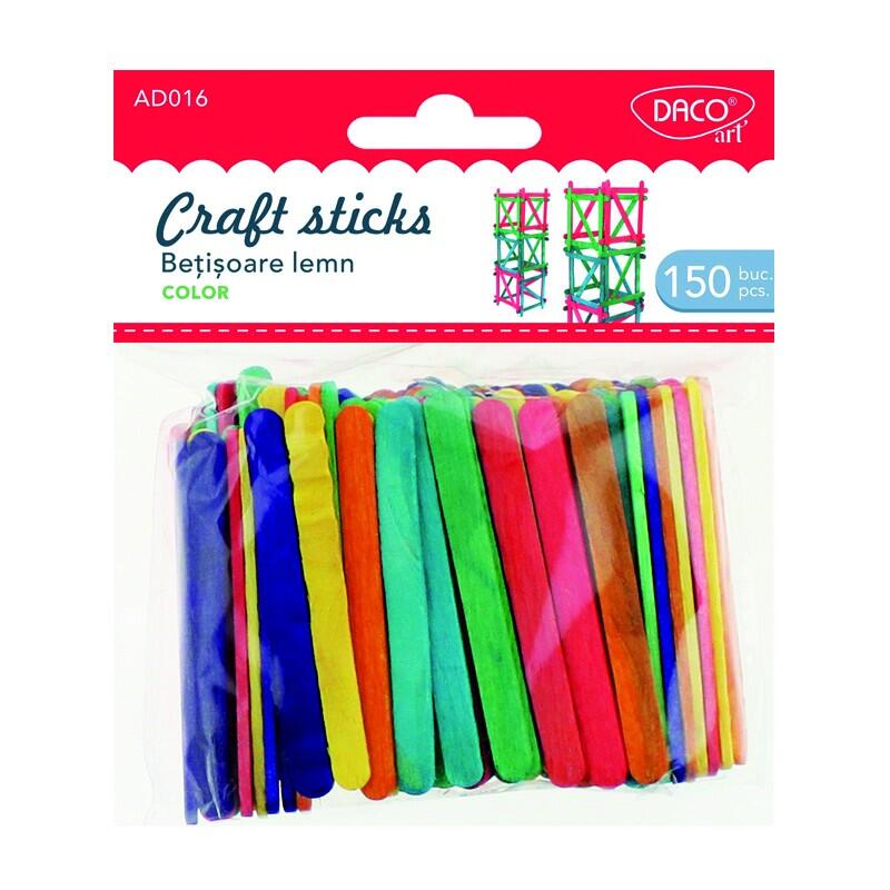 Daco Coloured Wooden Craft Sticks 70x6x20mm x150pcs