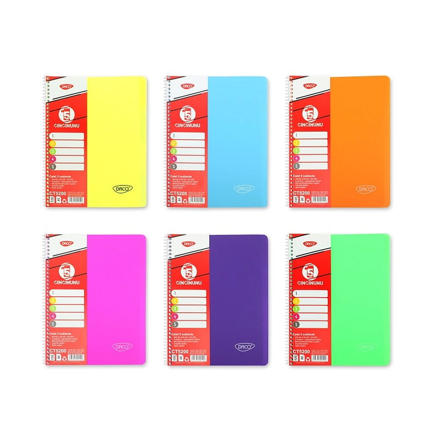 Daco A4 Notebook with 4 Dividers (200pgs) - Assorted Colours x1