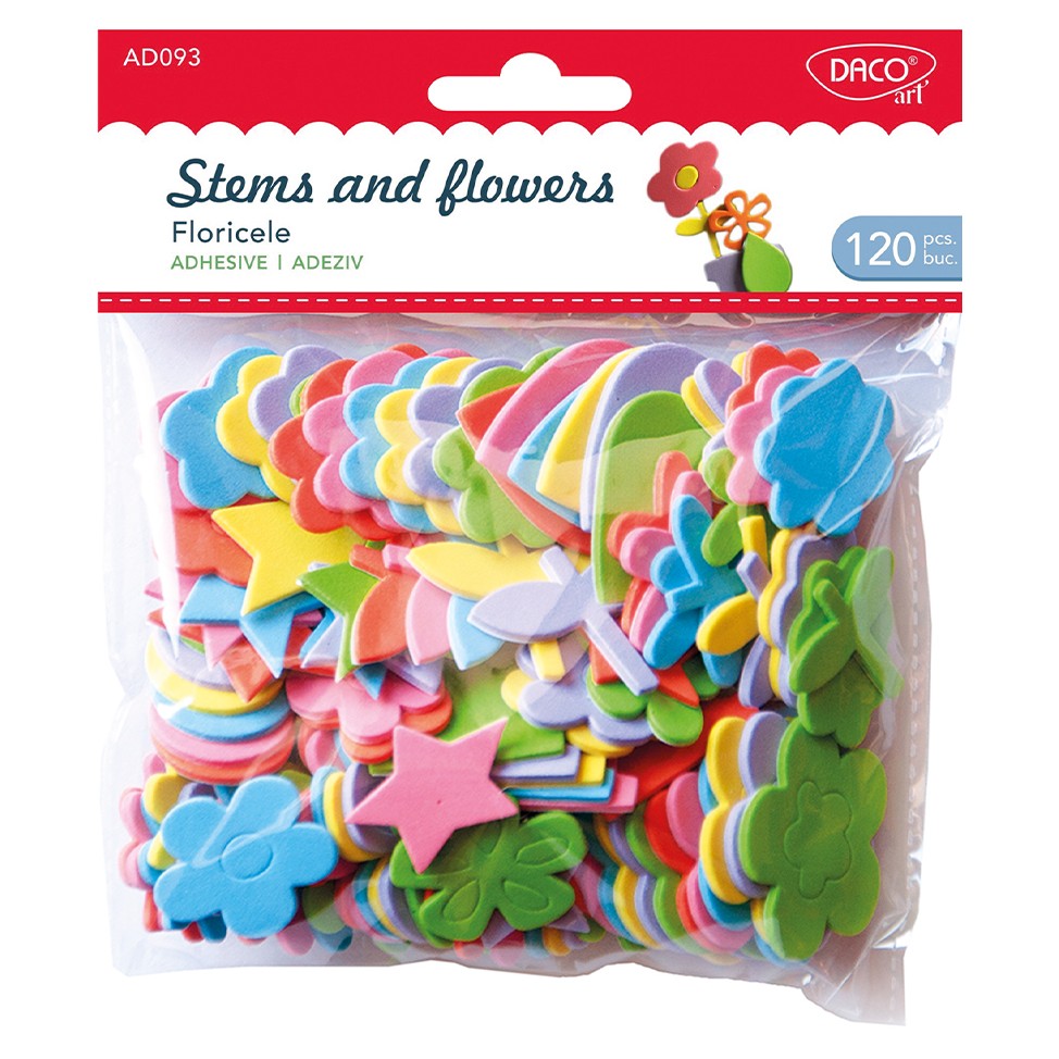 Daco Adhesive Foam Stems And Flowers A Pack Of 120pcs