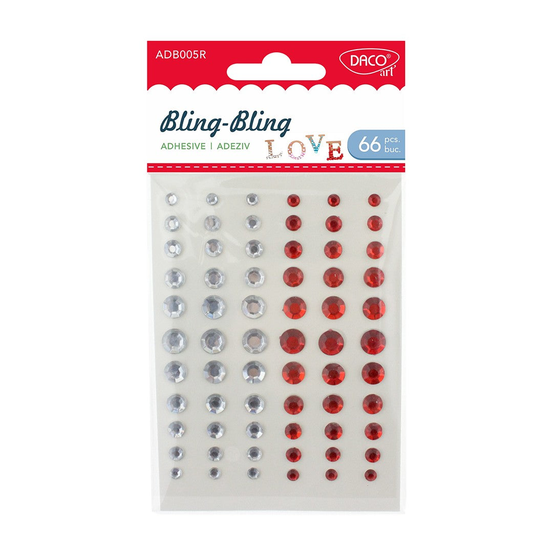 Daco Adhesive Bling-Bling A Pack Of 66pcs - Red